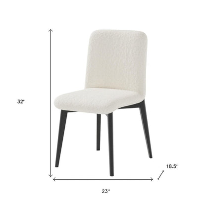 Set of Two White and Black Upholstered Boucle Dining Side Chairs HomeRoots
