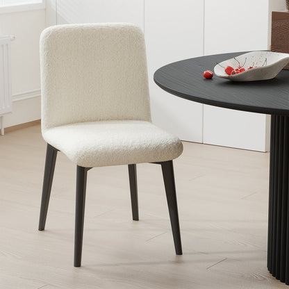 Set of Two White and Black Upholstered Boucle Dining Side Chairs HomeRoots