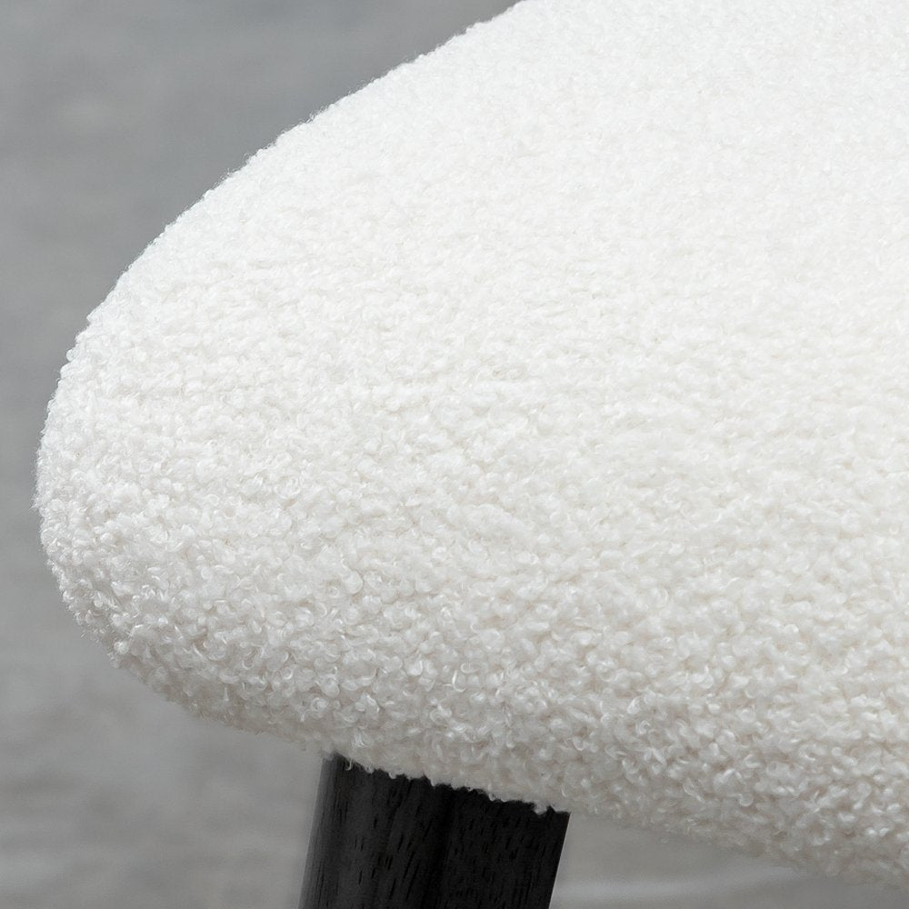 Set of Two White and Black Upholstered Boucle Dining Side Chairs HomeRoots