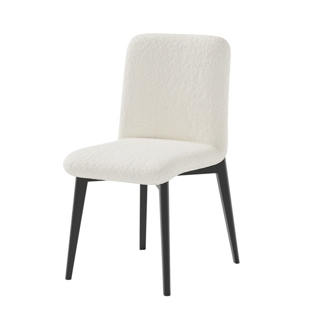 Set of Two White and Black Upholstered Boucle Dining Side Chairs HomeRoots