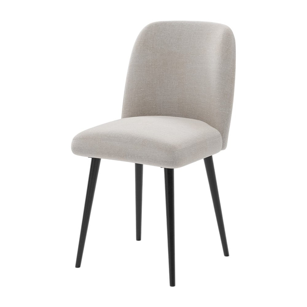 Set of Two Beige And Black Upholstered Fabric Dining Side Chairs — view 4
