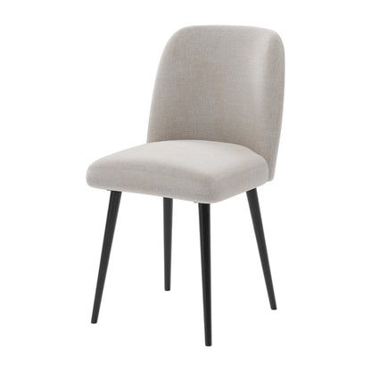 Set of Two Beige And Black Upholstered Fabric Dining Side Chairs HomeRoots