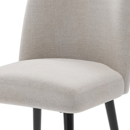 Set of Two Beige And Black Upholstered Fabric Dining Side Chairs HomeRoots