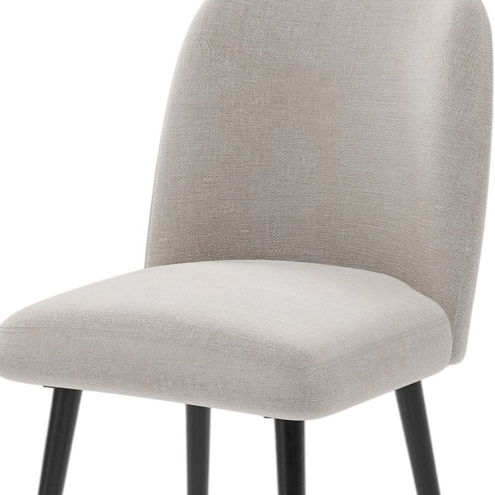 Set of Two Beige And Black Upholstered Fabric Dining Side Chairs — view 6