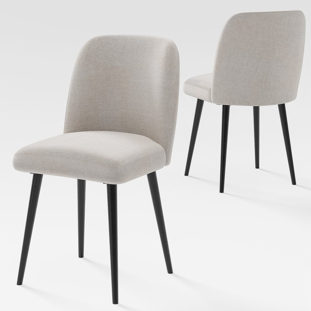 Set of Two Beige And Black Upholstered Fabric Dining Side Chairs HomeRoots