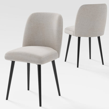 Set of Two Beige And Black Upholstered Fabric Dining Side Chairs HomeRoots