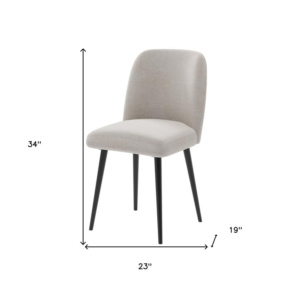Set of Two Beige And Black Upholstered Fabric Dining Side Chairs HomeRoots
