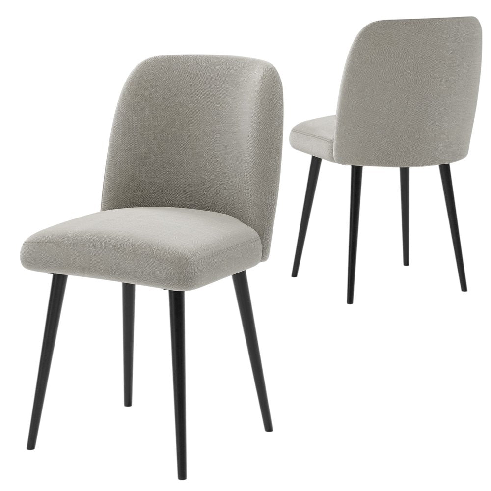 Set of Two Gray And Black Upholstered Fabric Dining Side Chairs HomeRoots