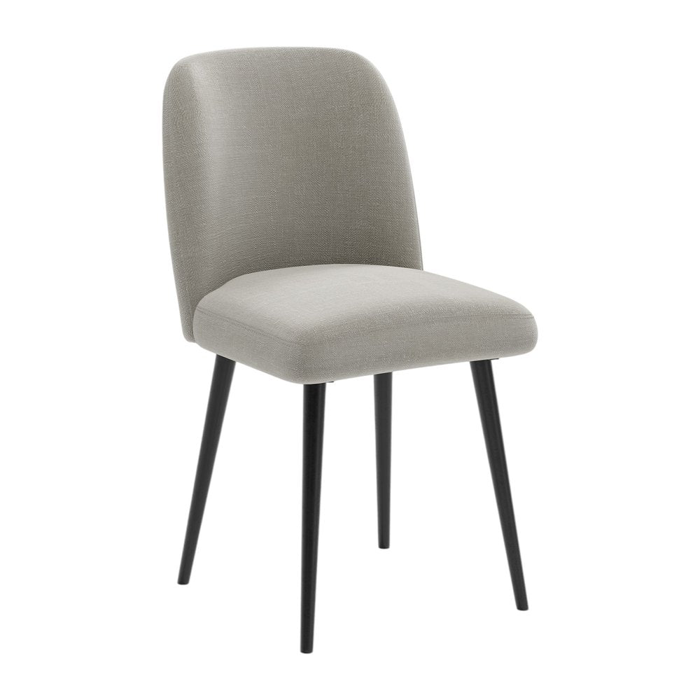 Set of Two Gray And Black Upholstered Fabric Dining Side Chairs HomeRoots