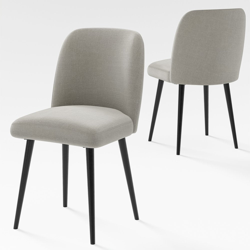 Set of Two Gray And Black Upholstered Fabric Dining Side Chairs HomeRoots
