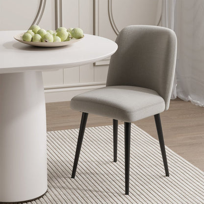 Set of Two Gray And Black Upholstered Fabric Dining Side Chairs HomeRoots