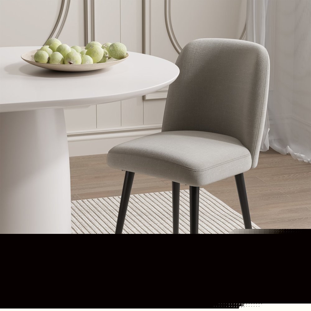 Set of Two Gray And Black Upholstered Fabric Dining Side Chairs HomeRoots