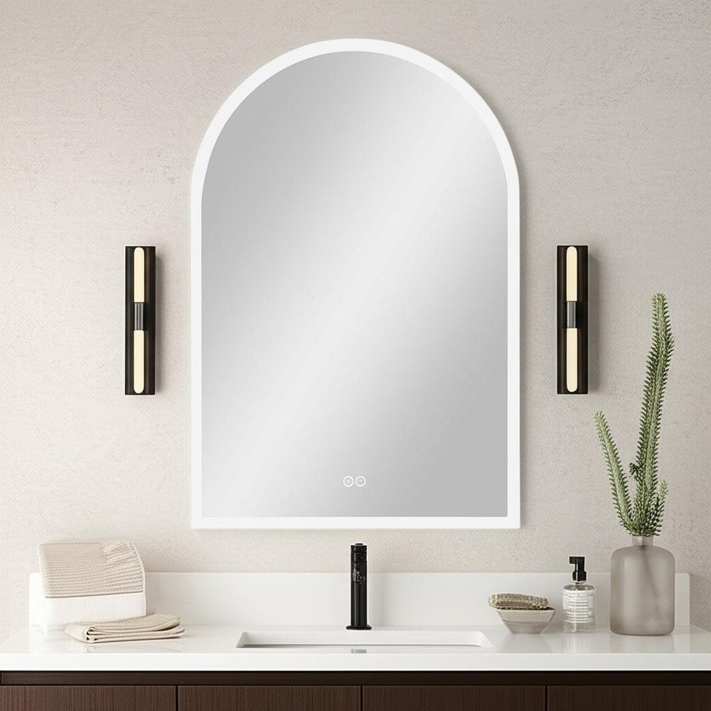 38" Clear Arch Unframed LED Lighted Bathroom Vanity Mirror HomeRoots