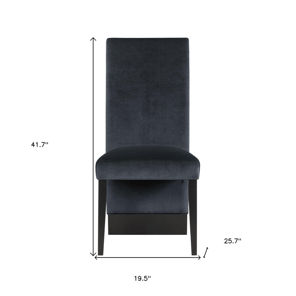 Set of Two Black Upholstered Velvet Dining Side Chairs HomeRoots