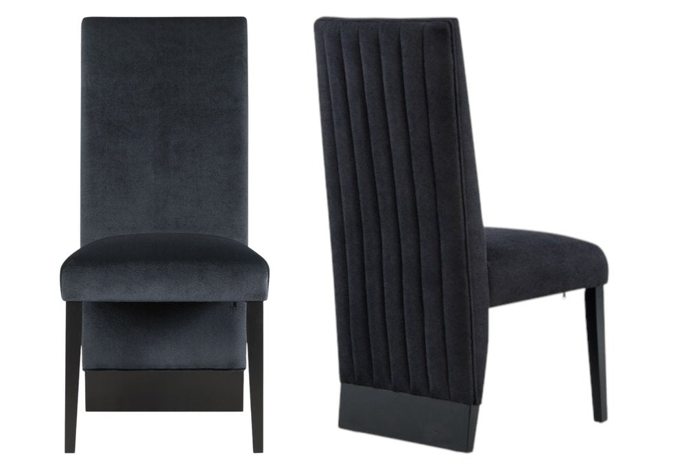 Set of Two Black Upholstered Velvet Dining Side Chairs HomeRoots