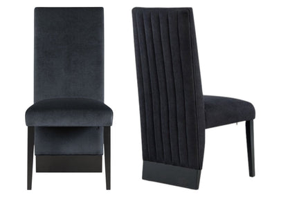 Set of Two Black Upholstered Velvet Dining Side Chairs HomeRoots