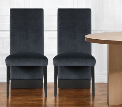 Set of Two Black Upholstered Velvet Dining Side Chairs HomeRoots