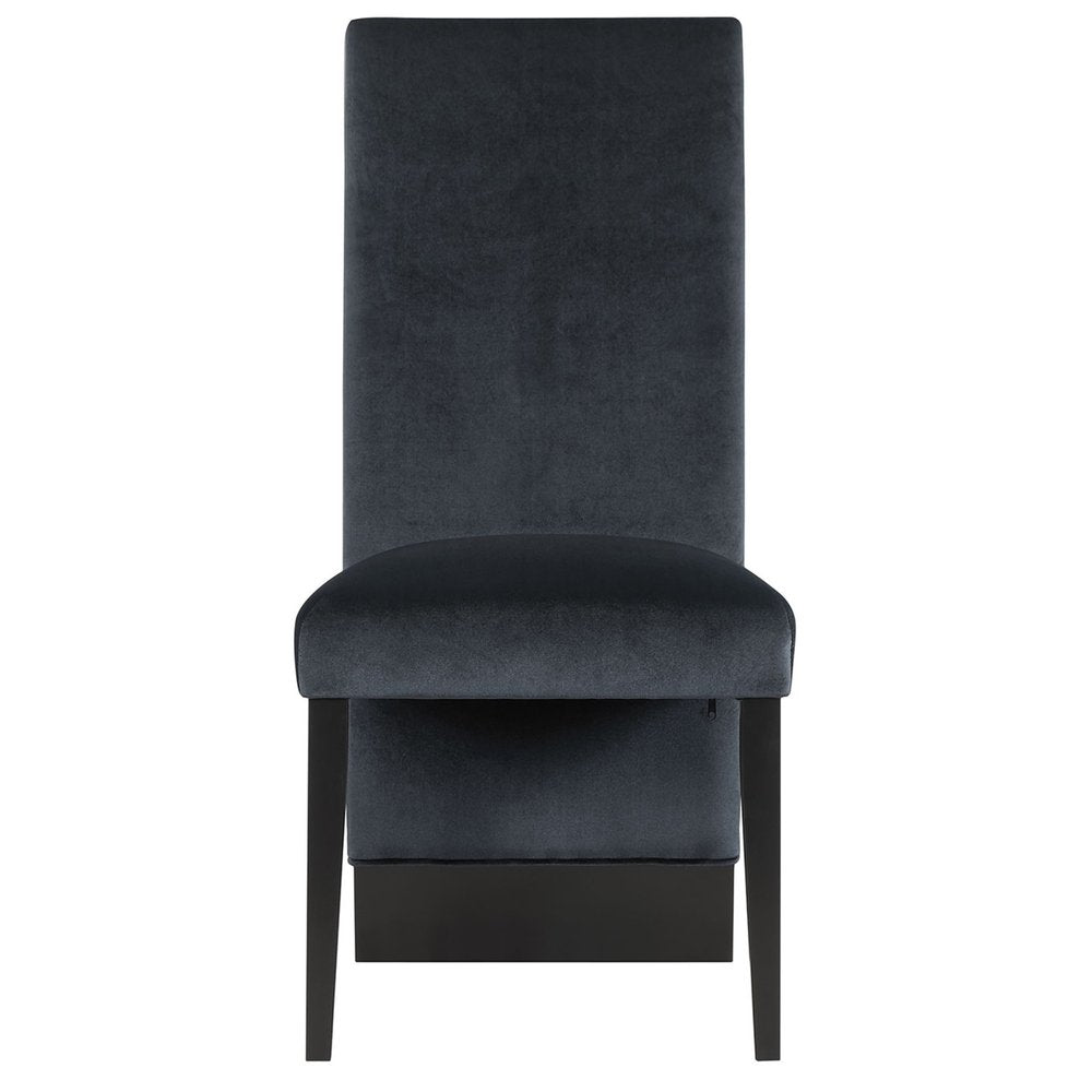Set of Two Black Upholstered Velvet Dining Side Chairs HomeRoots