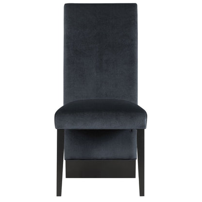 Set of Two Black Upholstered Velvet Dining Side Chairs HomeRoots