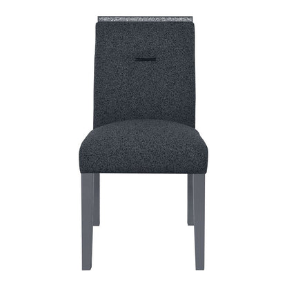 Dark Gray Upholstered Fabric With Faux Crystal Bling Dining Side Chair HomeRoots