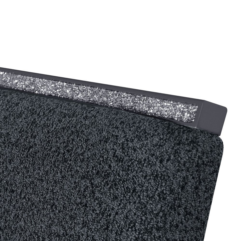 Dark Gray Upholstered Fabric With Faux Crystal Bling Dining Side Chair HomeRoots