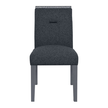 Dark Gray Upholstered Fabric With Faux Crystal Bling Dining Side Chair HomeRoots