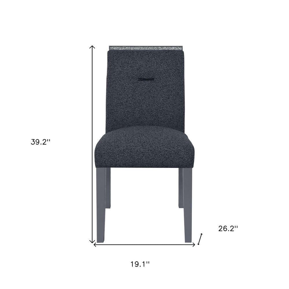 Dark Gray Upholstered Fabric With Faux Crystal Bling Dining Side Chair HomeRoots