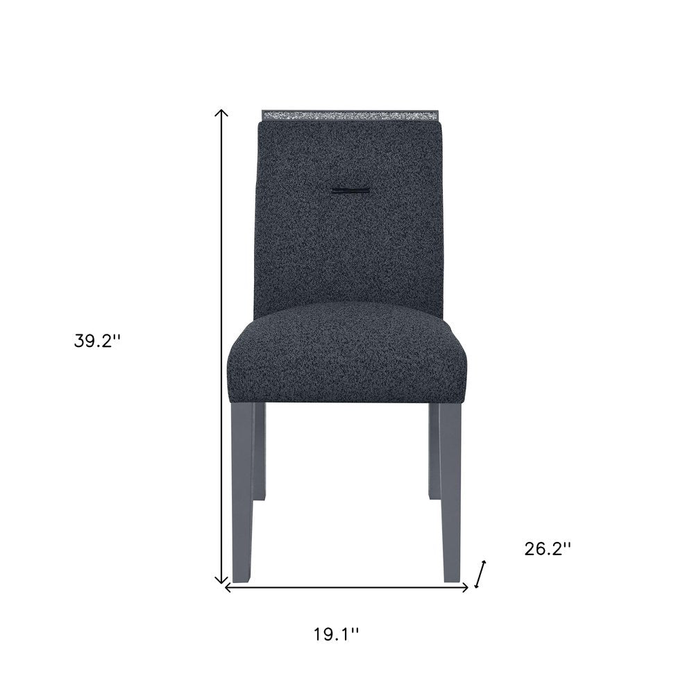 Dark Gray Upholstered Fabric With Faux Crystal Bling Dining Side Chair HomeRoots