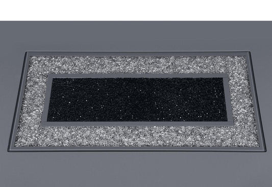 79" Dark Gray Faux Crystals Glass and Wood Pedestal Base Dining Table HomeRoots