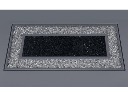 79" Dark Gray Faux Crystals Glass and Wood Pedestal Base Dining Table HomeRoots