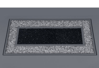 79" Dark Gray Faux Crystals Glass and Wood Pedestal Base Dining Table HomeRoots