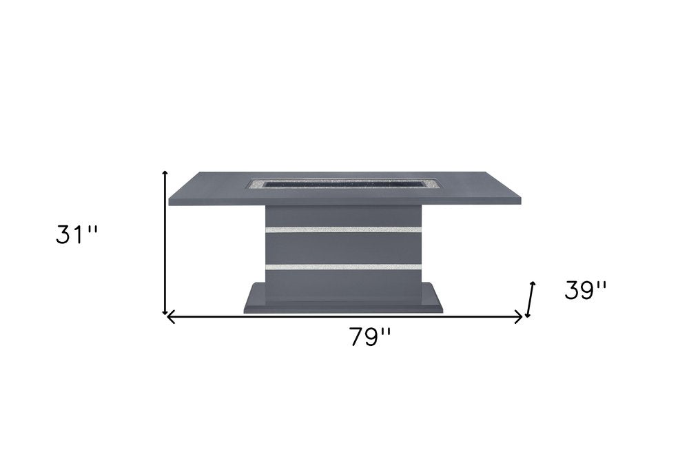 79" Dark Gray Faux Crystals Glass and Wood Pedestal Base Dining Table HomeRoots