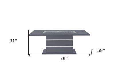 79" Dark Gray Faux Crystals Glass and Wood Pedestal Base Dining Table HomeRoots