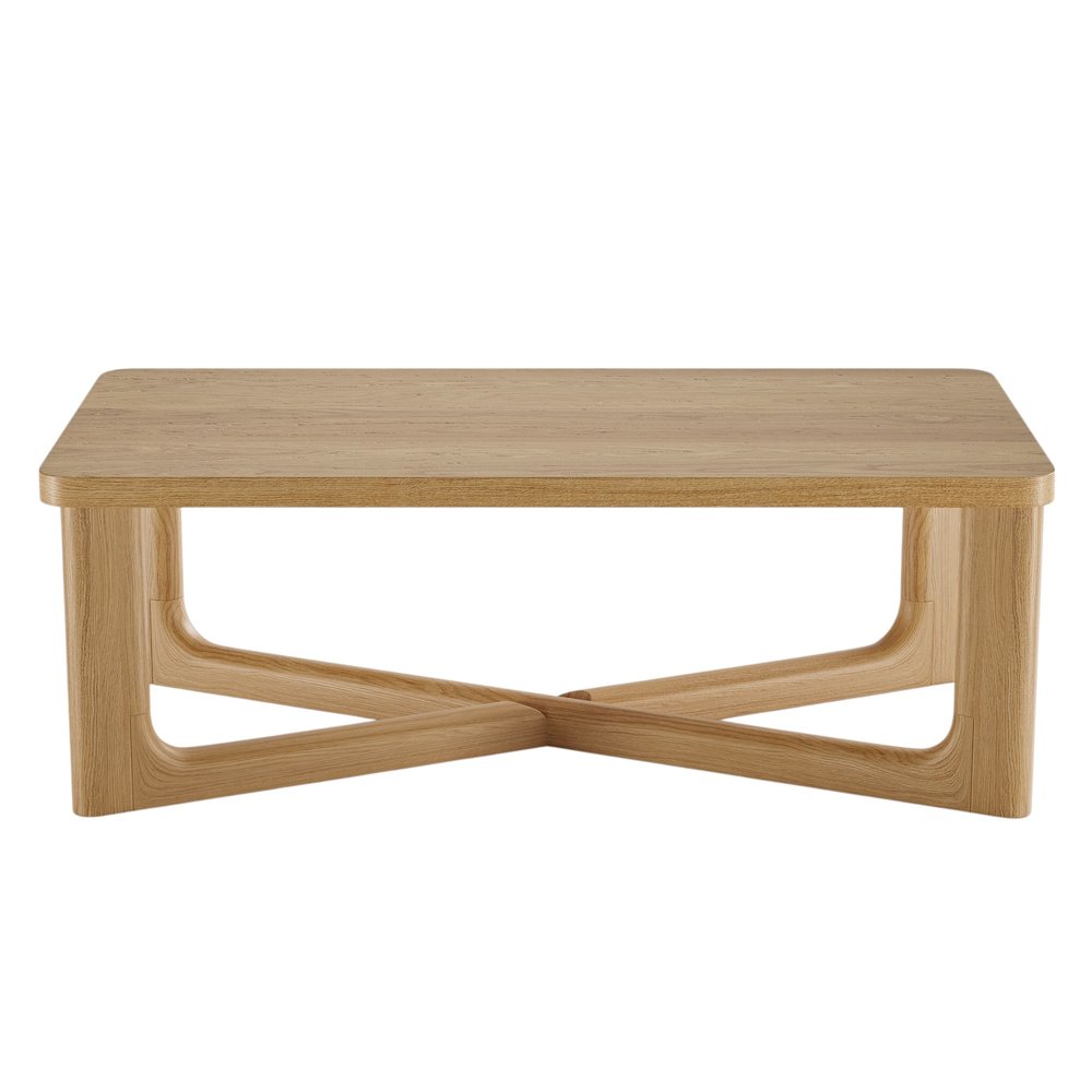 50" Natural Solid Wood Cross Legs Coffee Table — view 2