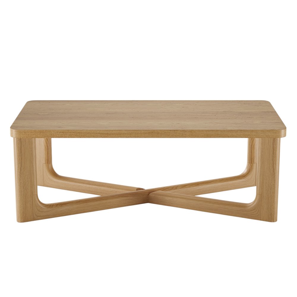 50" Natural Solid Wood Cross Legs Coffee Table HomeRoots