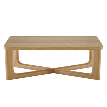 50" Natural Solid Wood Cross Legs Coffee Table HomeRoots