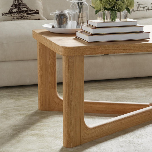 50" Natural Solid Wood Cross Legs Coffee Table