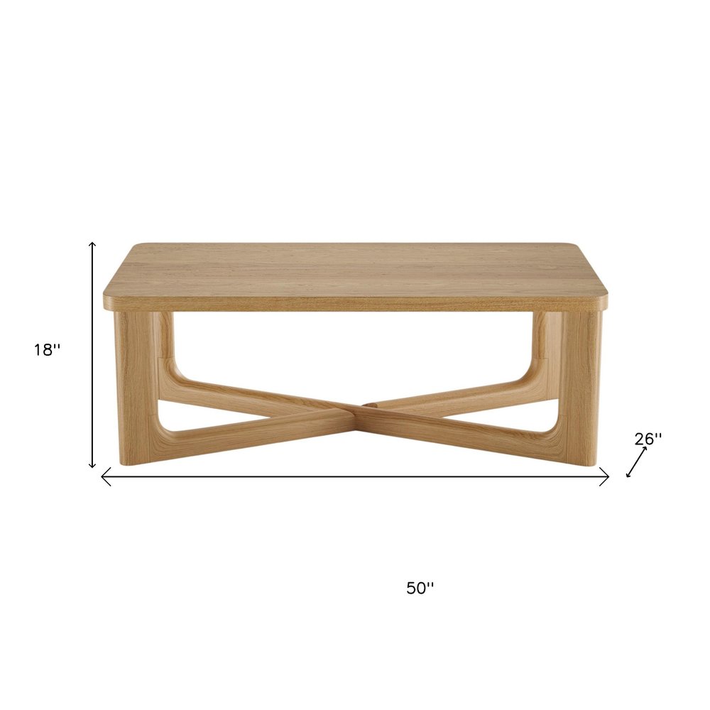 50" Natural Solid Wood Cross Legs Coffee Table HomeRoots
