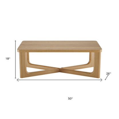 50" Natural Solid Wood Cross Legs Coffee Table HomeRoots