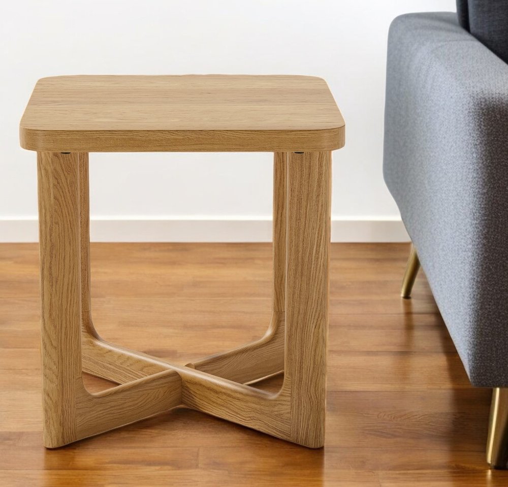 24" Natural Solid Wood Square Cross Legs End Table HomeRoots