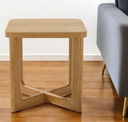 24" Natural Solid Wood Square Cross Legs End Table HomeRoots