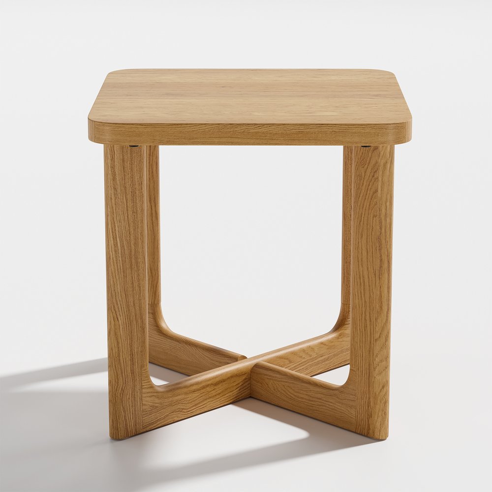 24" Natural Solid Wood Square Cross Legs End Table HomeRoots