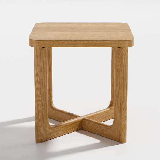24" Natural Solid Wood Square Cross Legs End Table HomeRoots