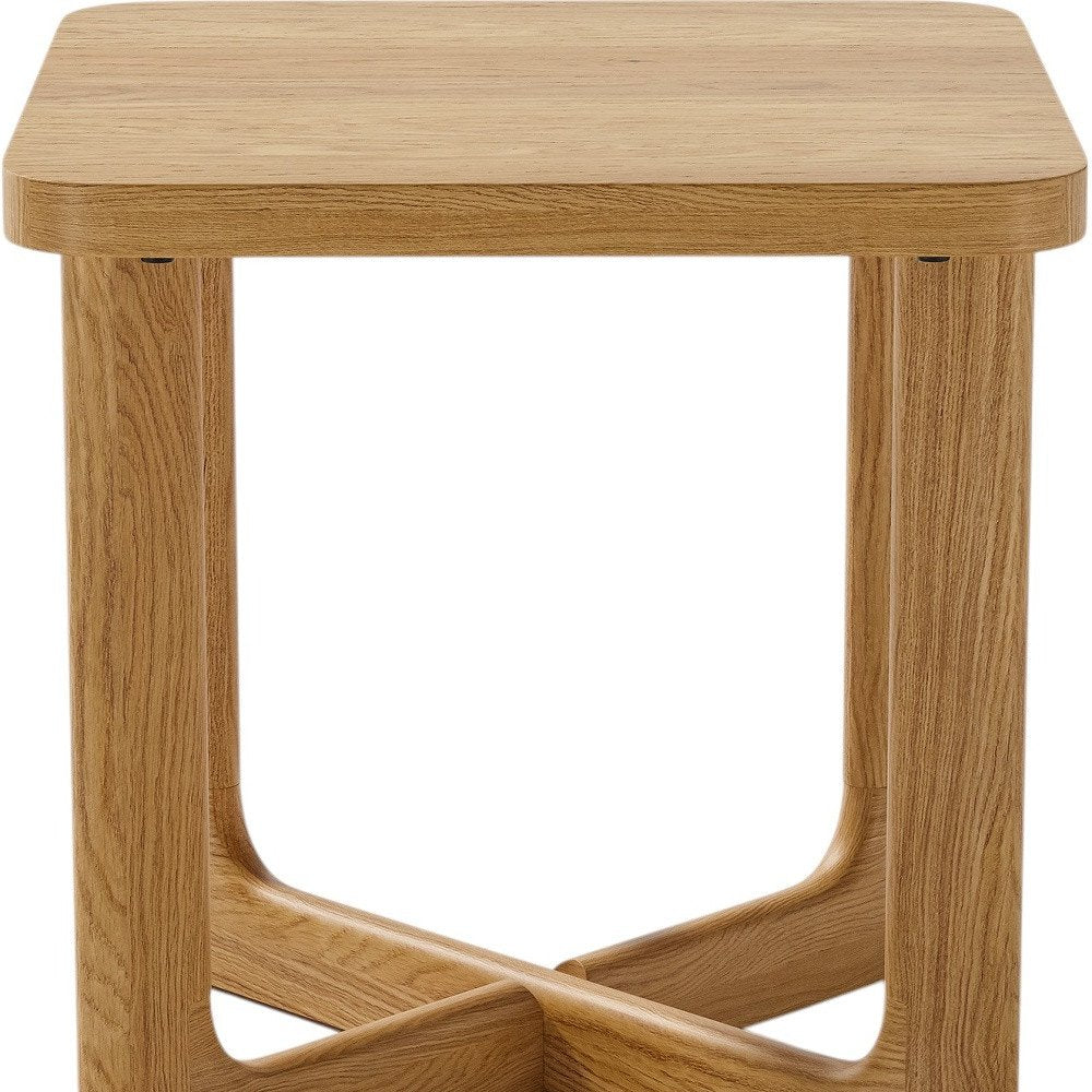 24" Natural Solid Wood Square Cross Legs End Table HomeRoots