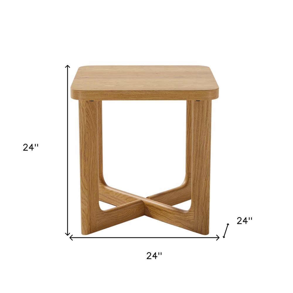 24" Natural Solid Wood Square Cross Legs End Table HomeRoots