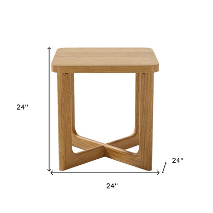 24" Natural Solid Wood Square Cross Legs End Table HomeRoots