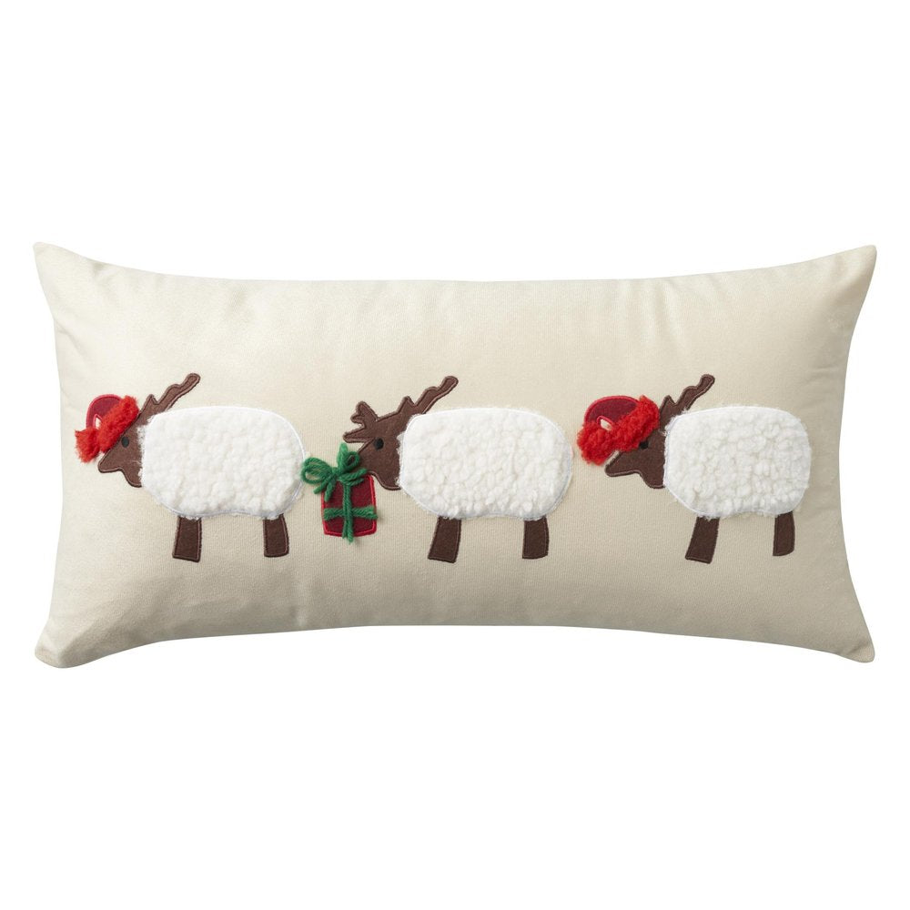 24" X 12" Beige Christmas Throw Pillow — view 4