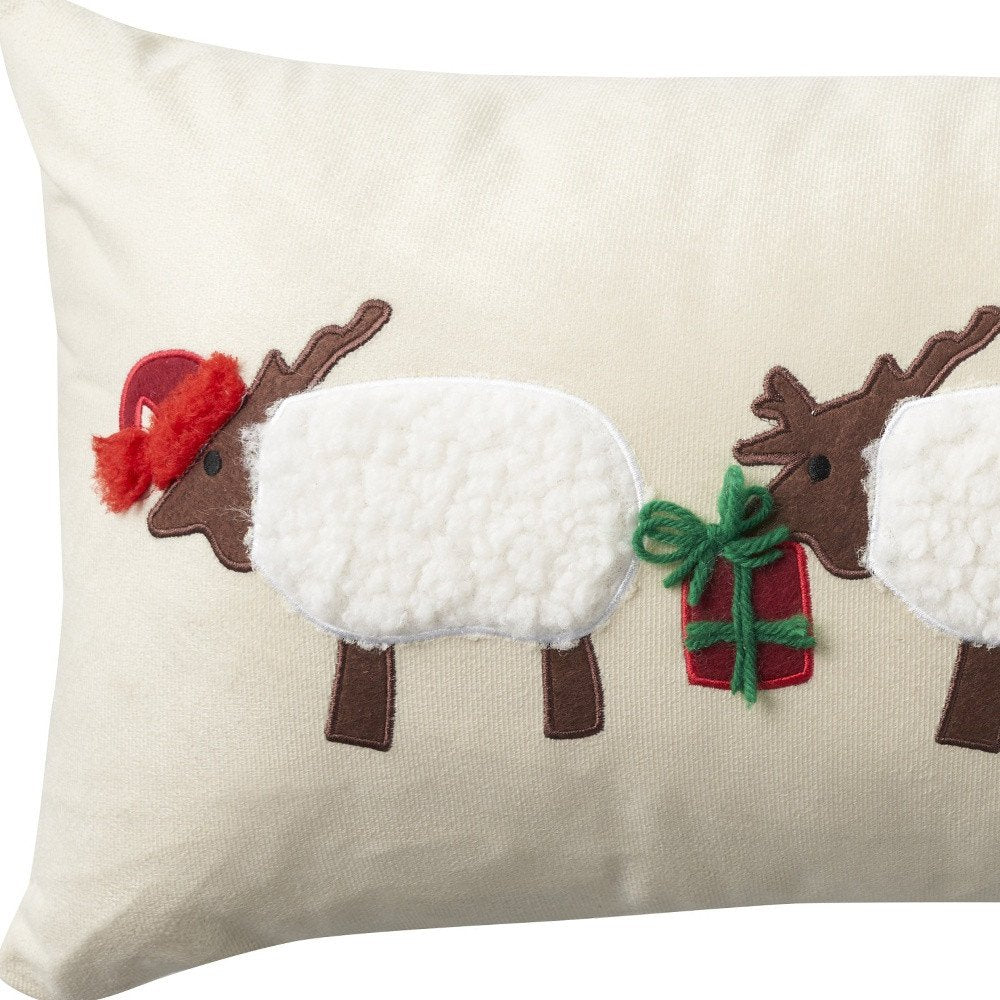 24" X 12" Beige Christmas Throw Pillow — view 2