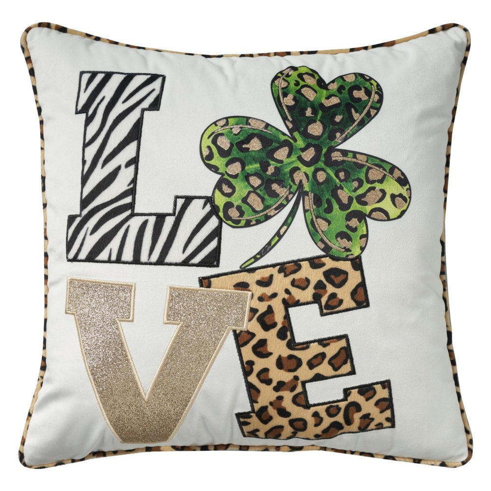 16" Green And White St Patricks Day Throw Pillow with Applique — view 5