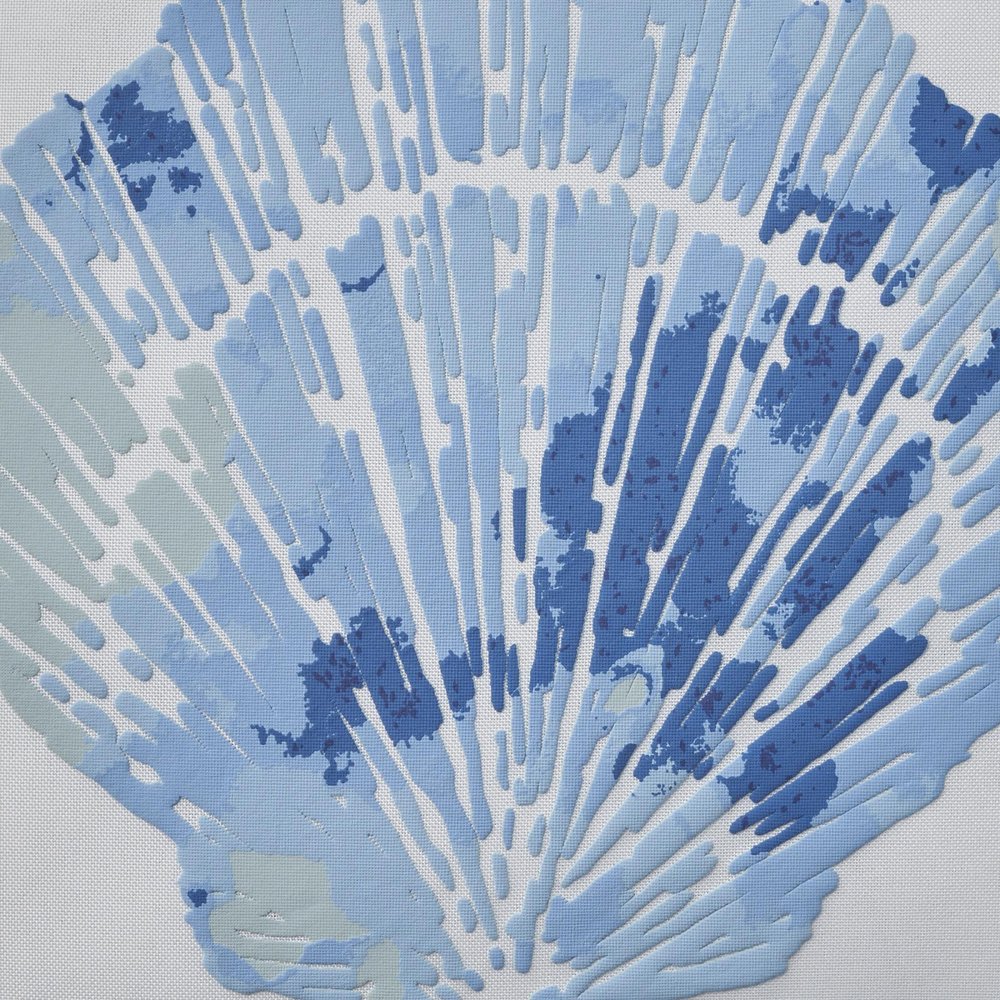 18" Blue And White Coastal Seashell Throw Pillow — view 12
